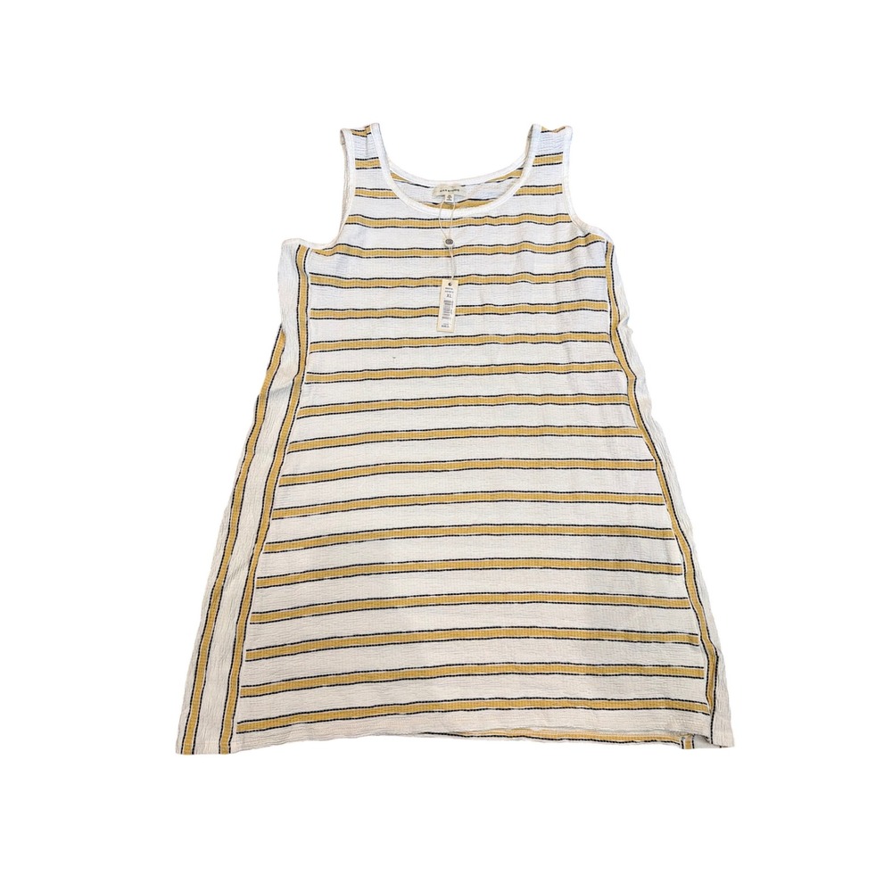 Max Studio Womens Striped Sleeveless Shift Dress White Yellow XL 9905F50 NWT